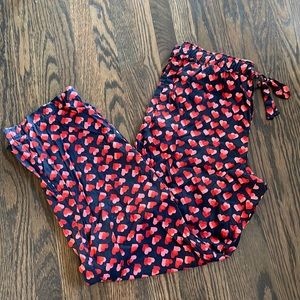 Gap mens cotton pj pants size M red and pink hearts on black